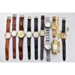 A BOX OF ASSORTED WRISTWATCHES, to include a gold plated 'Garrard' manual wind watch, featuring a