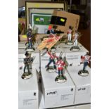 TEN BOXED THE STADDEN COLLECTION 19TH CENTURY BRITISH MILITARY HAN PAINTED PEWTER FIGURES,