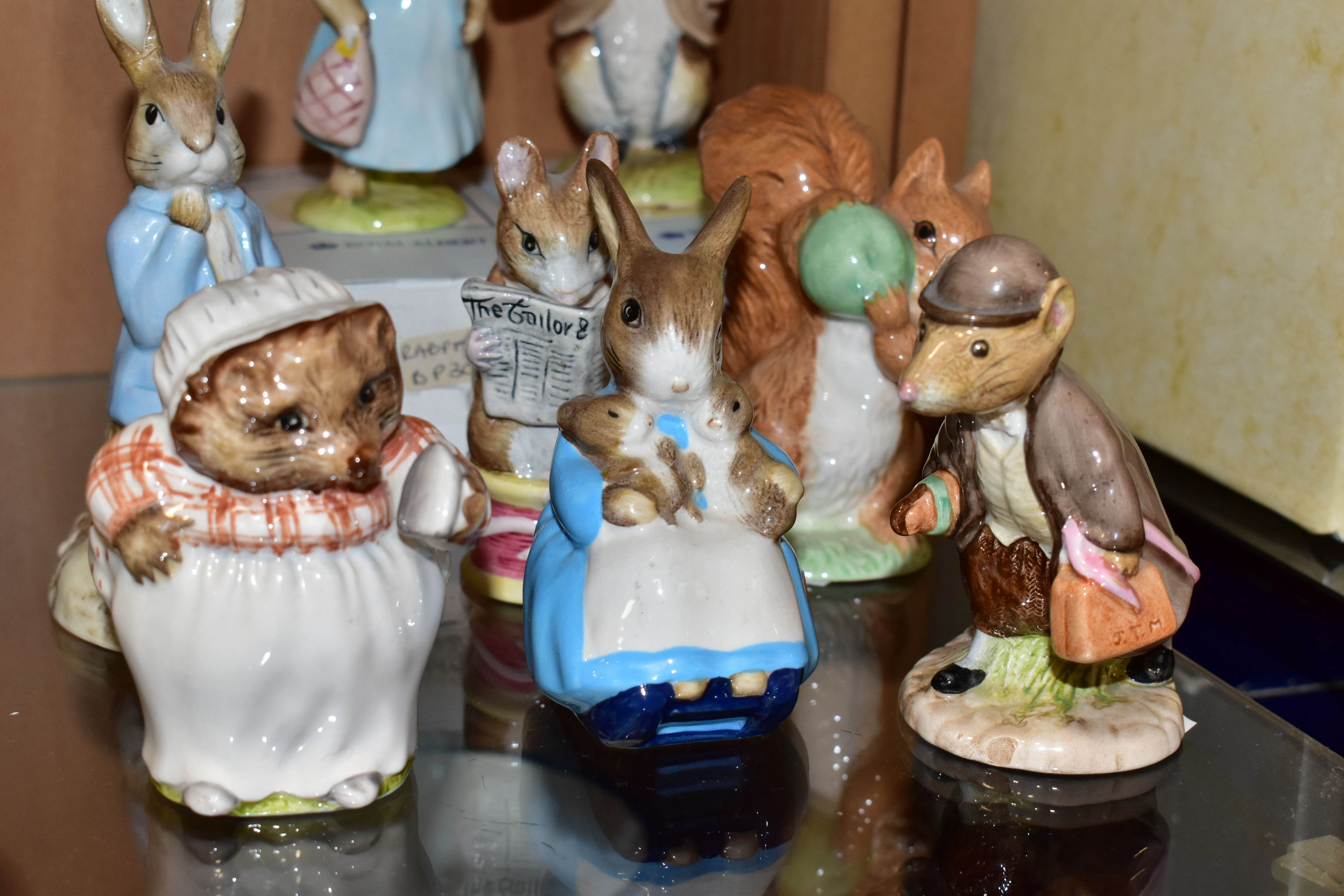 A GROUP OF TEN ROYAL ALBERT BEATRIX POTTER FIGURES, comprising boxed Mrs Flopsy Bunny, boxed - Image 4 of 6