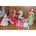 SIX ROYAL DOULTON FIGURINES, comprising 'Clarissa' HN2345 (extensive crazing and cracked), '