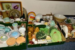 FIVE BOXES AND LOOSE TEA WARES AND TABLE WARES ETC, to include Poole Pottery Twin Tone tea and