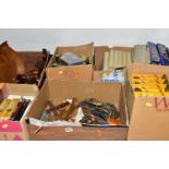 SIX BOXES OF RELIGIOUS STATUES, TREEN, BOOKS AND SUNDRY ITEMS, to include a box of Christian