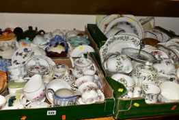FOUR BOXES OF TEA WARES ETC, to include Crown Staffordshire 'Apple Blossom', Queen Anne rose