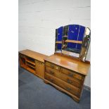 AN EDWARDIAN WALNUT DRESSING CHEST, with triple mirror, width 107cm x depth 52cm x height 166cm x