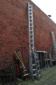 A SET OF YOUNGMAN MERCURY DOUBLE EXTENSION LADDERS with 17 rungs to each 490cm length, two ali