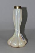 AN ART NOUVEAU STYLE IRIDESCENT LUSTRE MOTHER-OF-PEARL GLASS VASE, of a waisted baluster form,