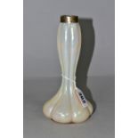 AN ART NOUVEAU STYLE IRIDESCENT LUSTRE MOTHER-OF-PEARL GLASS VASE, of a waisted baluster form,