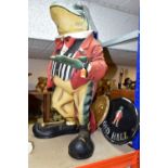 A LARGE RESIN FIGURE OF A TOAD HOLDING A SERVING TRAY, approximate height 75cm together with a