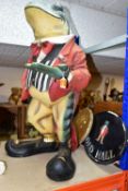A LARGE RESIN FIGURE OF A TOAD HOLDING A SERVING TRAY, approximate height 75cm together with a