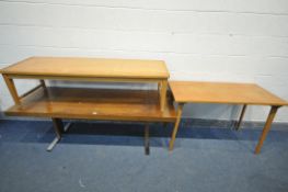 A CONTEMPORARY WALNUT FINISH TRESTLE COFFEE TABLE, length 171cm x depth 66cm x height 58cm, and