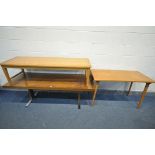 A CONTEMPORARY WALNUT FINISH TRESTLE COFFEE TABLE, length 171cm x depth 66cm x height 58cm, and