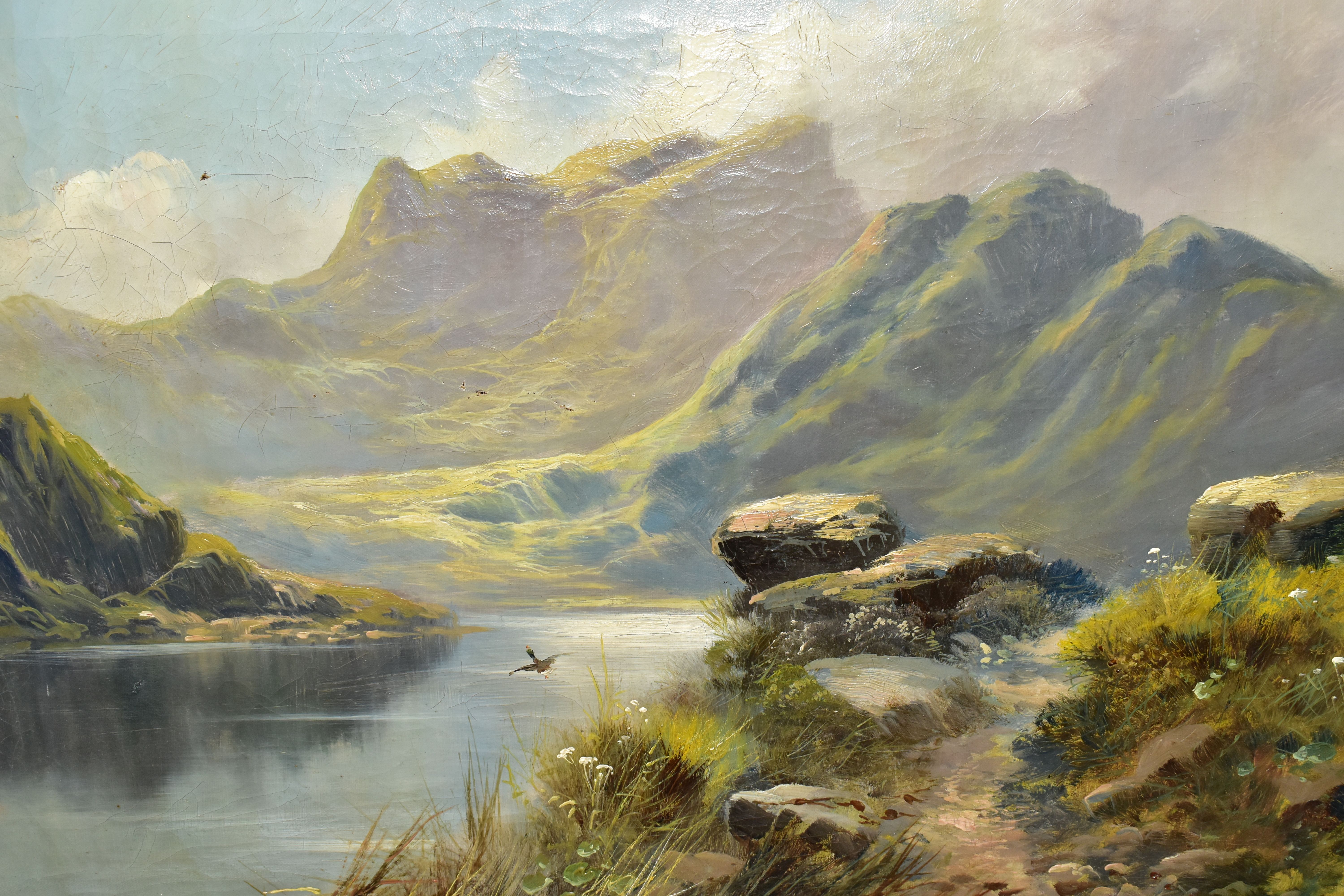 DAVID HICKS (19TH / 20TH CENTURY) A SCOTTISH LANDSCAPE SCENE, depicting a footpath beside a Loch - Image 2 of 6