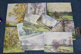 THREE CECIL C. J. THORNTON WATERCOLOUR LANDSCAPES, comprising a pastoral landscape with cattle,