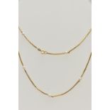 A YELLOW METAL CULTURED PEARL NECKLACE, designed as a series of freshwater cultured pearls, to the