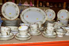 A PORCELAIN DINNER SET, makers mark on base NS, possibly continental, comprising one covered tureen,