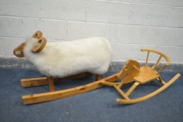 A CHILDS SHEEP ROCKING HORSE, and another child's rocking horse (2)
