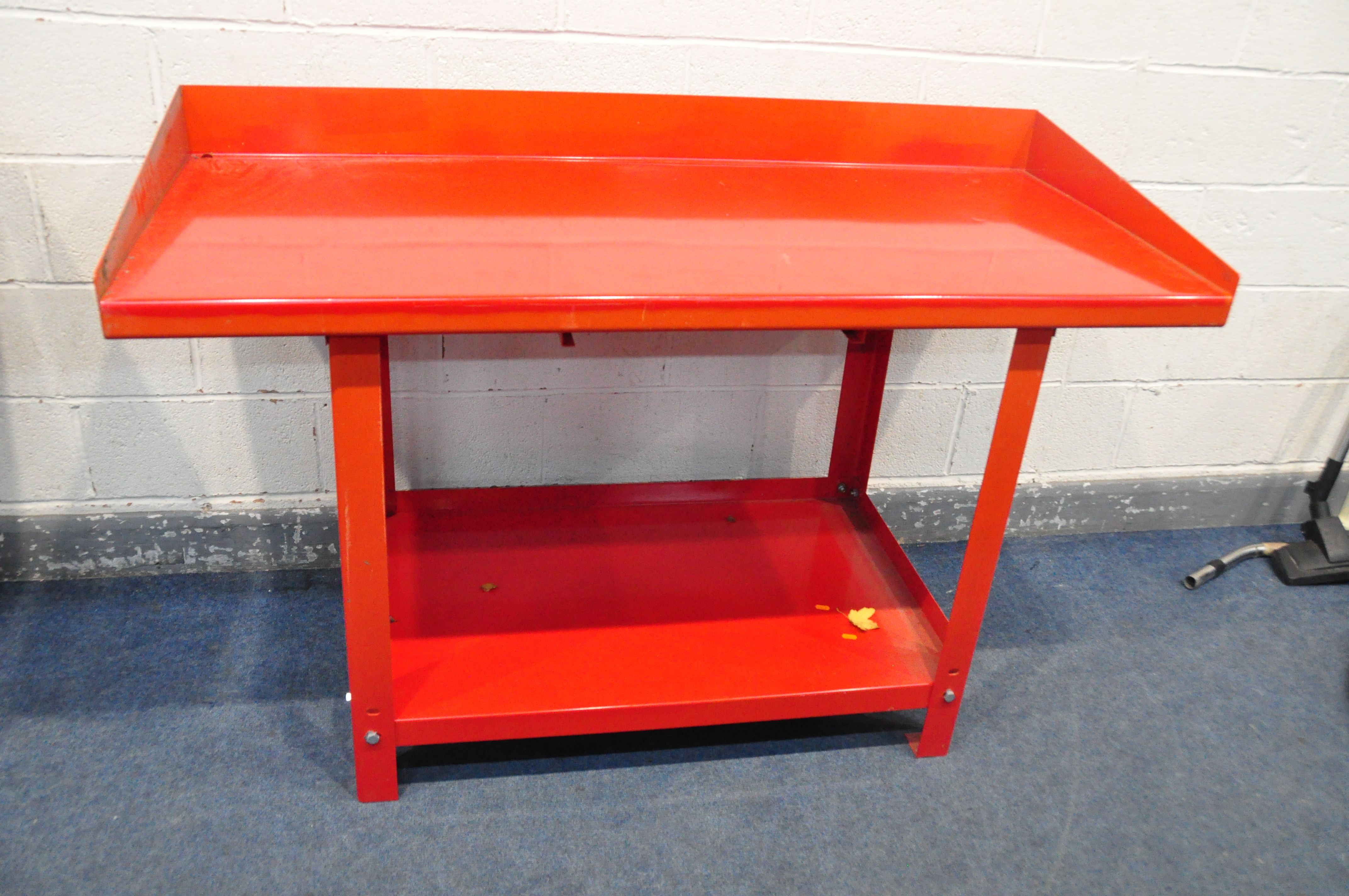 A SEALEY ENGINEERS STEEL WORKTABLE width 151cm depth 65cm height 87cm to working surface with a