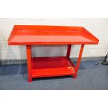 A SEALEY ENGINEERS STEEL WORKTABLE width 151cm depth 65cm height 87cm to working surface with a