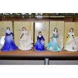 FIVE BOXED COALPORT LADIES OF FASHION FIGURINES, comprising Anne 1997 Lady of Fashion with