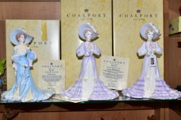 THREE BOXED COALPORT 'HIGH SOCIETY COLLECTION' LIMITED EDITION FIGURINES, each with certificate,