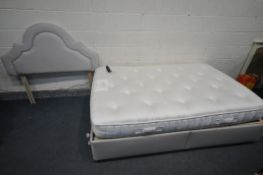 A HSL 4FT ELECTRIC DIVAN BED AND MATTRESS, along with a headboard (condition - some dirt marks)