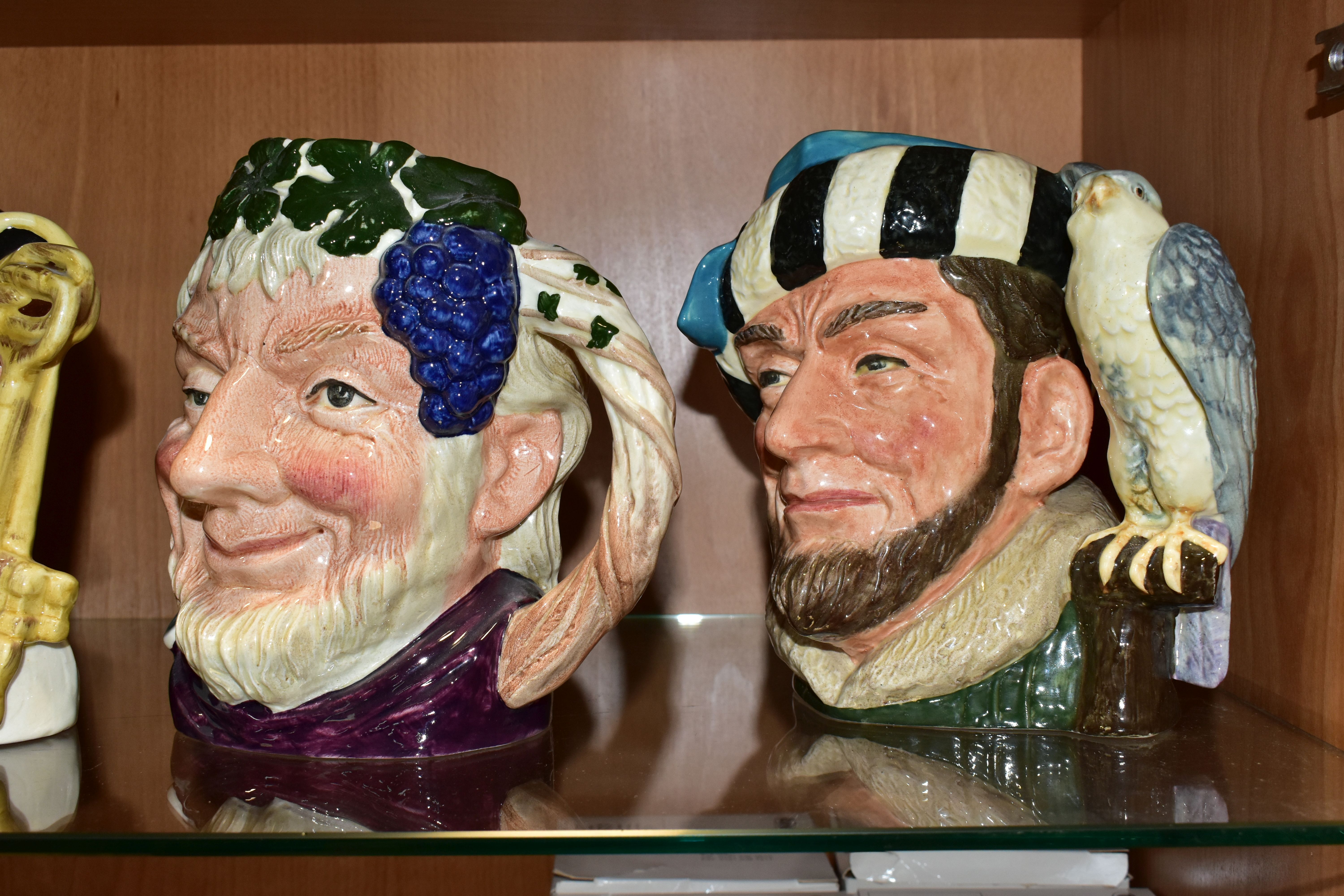 SIX ROYAL DOULTON CHARACTER JUGS, five large jugs: Old Salt D6551, Don Quixote D6455 (crack to - Image 2 of 7