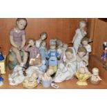 SIXTEEN LLADRO NAO FIGURINES, comprising four figures from the Where Do Babies Come From