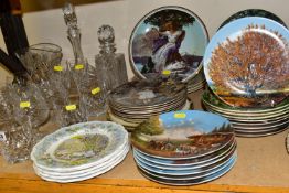 A SMALL QUANTITY OF CUT GLASS AND ASSORTED COLLECTORS PLATES, cut glass includes a square