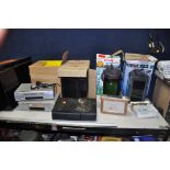 A SELECTION OF HOUSEHOLD ELECTRICALS including two Eheim Epco water filters, a Bush Vintage radio,