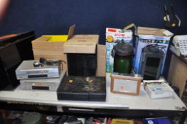 A SELECTION OF HOUSEHOLD ELECTRICALS including two Eheim Epco water filters, a Bush Vintage radio,