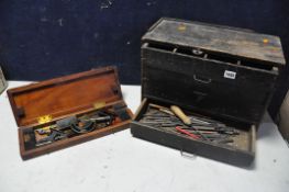 AN ENGINEERS TOOL CHEST containing some marking tools, files, micrometer, chisels etc. along with