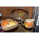 THREE PIECES OF CHARLOTTE RHEAD BURSLEY WARE, in the 'Oranges and Lemons' pattern TL5, comprising