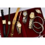 A SELECTION OF LADIES WRISTWATCHES, to include a 1930s manual wind wristwatch with gold case and