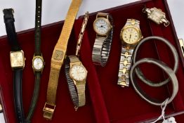 A SELECTION OF LADIES WRISTWATCHES, to include a 1930s manual wind wristwatch with gold case and