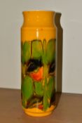 A 1960'S POOLE 'DELPHIS' VASE, shape 93 stamped on base, green, red and black on a yellow ground,