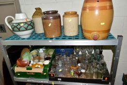 TWO BOXES AND LOOSE CERAMICS AND GLASS ETC, to include Hornsea Bronte and Saffron wares, Melawares