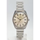 A GENTS 'OMEGA AUTOMATIC' WRISTWATCH, round silver dial signed 'Omega automatic', baton markers,