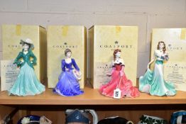 FOUR BOXED COALPORT FIGURINES, comprising 'Sunday in the Park', part of The Connaught Collection