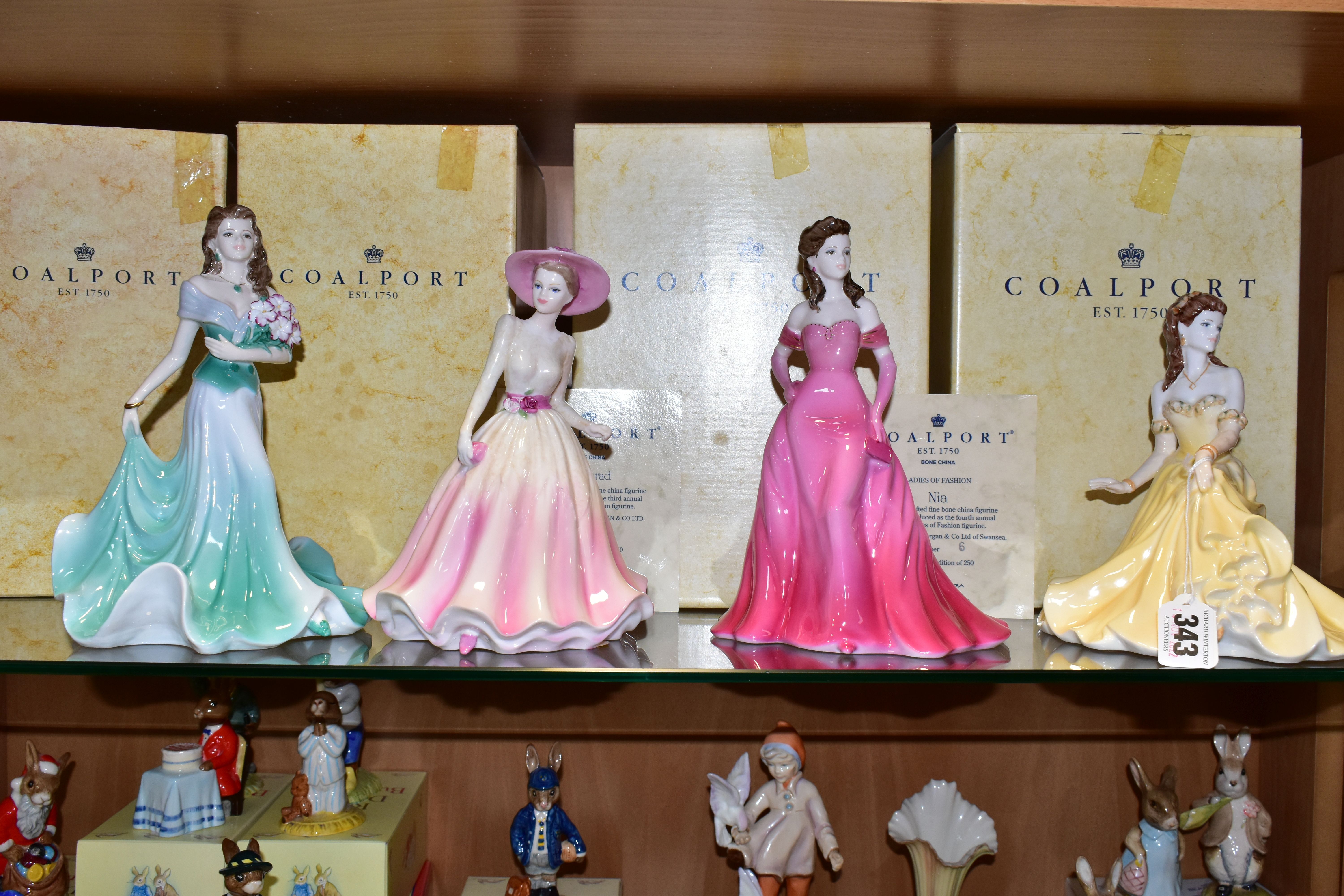 FOUR BOXED COALPORT LADIES OF FASHION FIGURINES, comprising Welsh Ladies of Fashion Nia, a limited