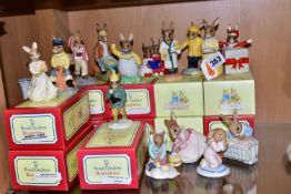 FIFTEEN ROYAL DOULTON BUNNYKINS FIGURES, of which eleven have boxes, comprising boxed 60th