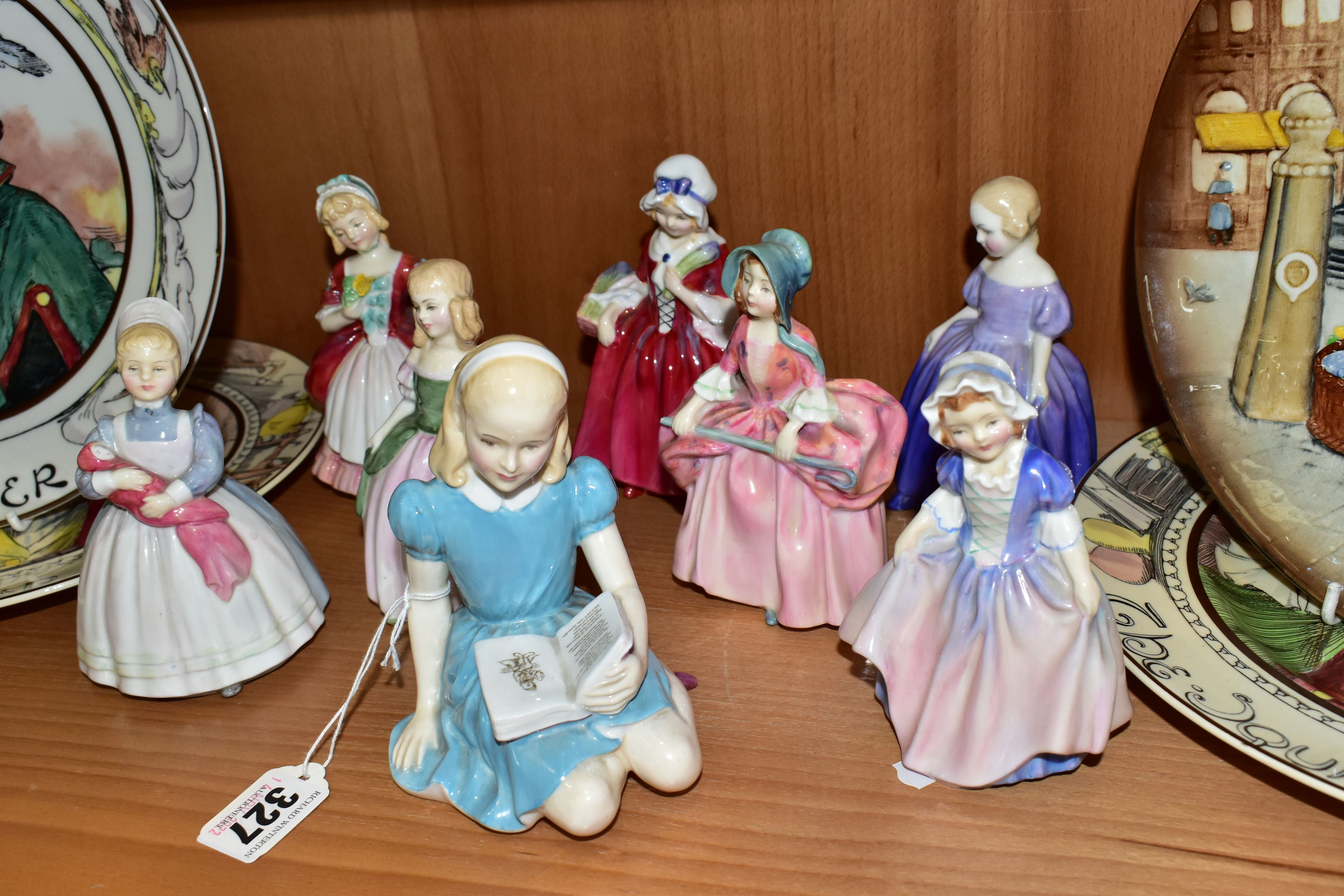 A GROUP OF ROYAL DOULTON FIGURINES AND PLATES, comprising Alice HN2158, The Rag Doll HN2142, Valerie - Image 7 of 7