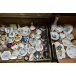 TWO BOXES OF CERAMICS, including eight Royal Worcester egg coddlers, patterns include 'Bournemouth',