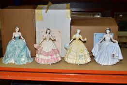 FOUR COALPORT FIGURINES comprising a boxed limited edition The 15th Anniversary Figurine of the Year