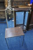 A MAHOGANY SINGLE DOOR CHINA CABINET, width 74cm x depth 30cm x height 108cm, a gilt rectangular