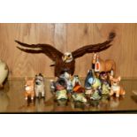 A GROUP OF BESWICK ANIMAL AND BIRD FIGURES, comprising a Palomino Thoroughbred Stallion (Small)