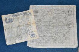 A PRINTED LINEN MAP OF THE TRANSVAAL AREA OF SOUTH AFRICA AND SIMILAR LINEN HANDKERCHIEF MAP, the
