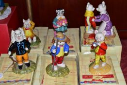 SIX BOXED ROYAL DOULTON RUPERT BEAR FIGURES AND FIGURE GROUPS, comprising Going Out Late RB18,