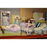 A COLLECTION OF TEN ASSORTED COLLECTABLE PORCELAIN DOLLS, comprising an Alberon 'Beatrix' and '
