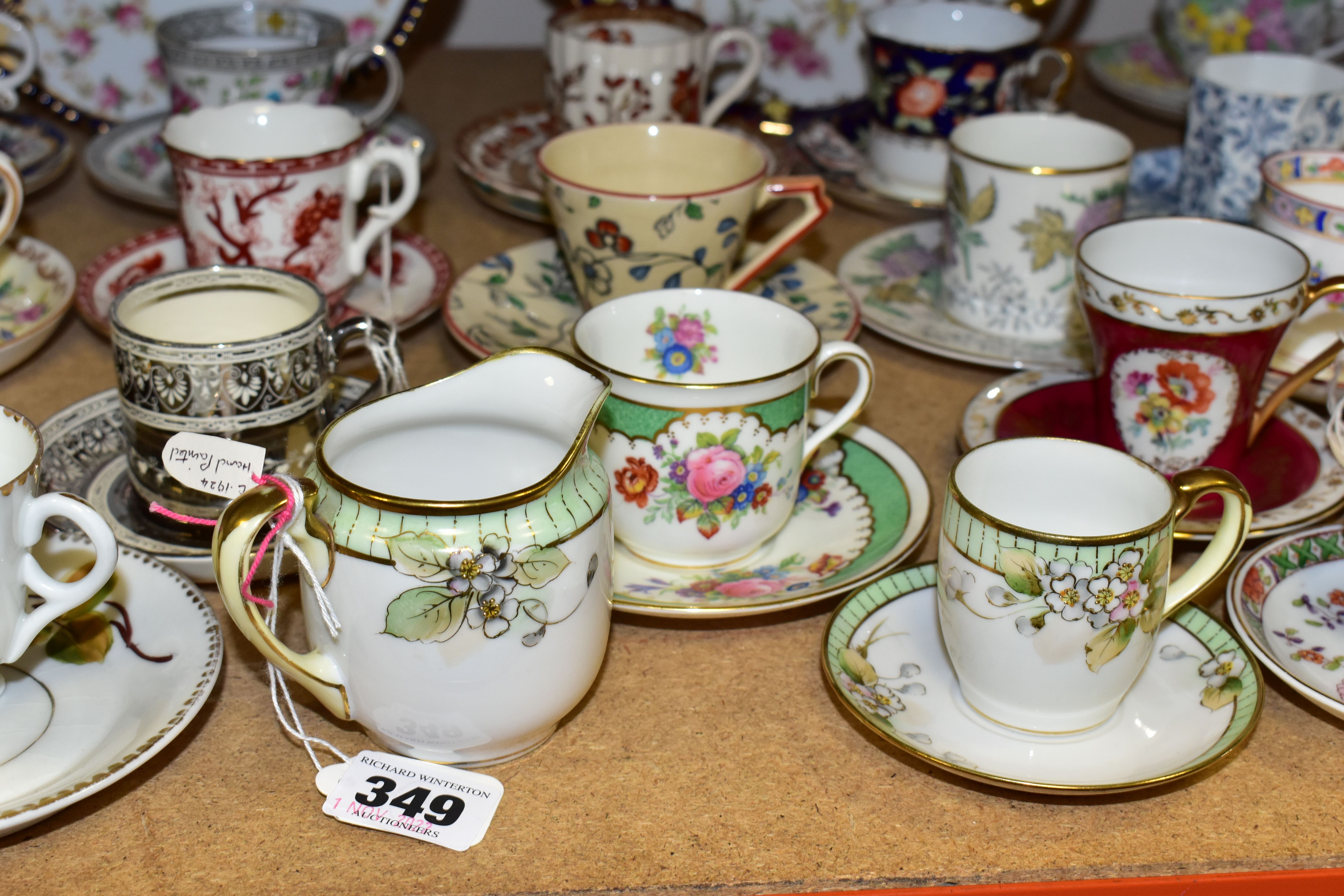 TWENTY SIX ASSORTED COFFEE CUPS AND SAUCERS, comprising a Coalport bread and butter plate hand - Image 5 of 11