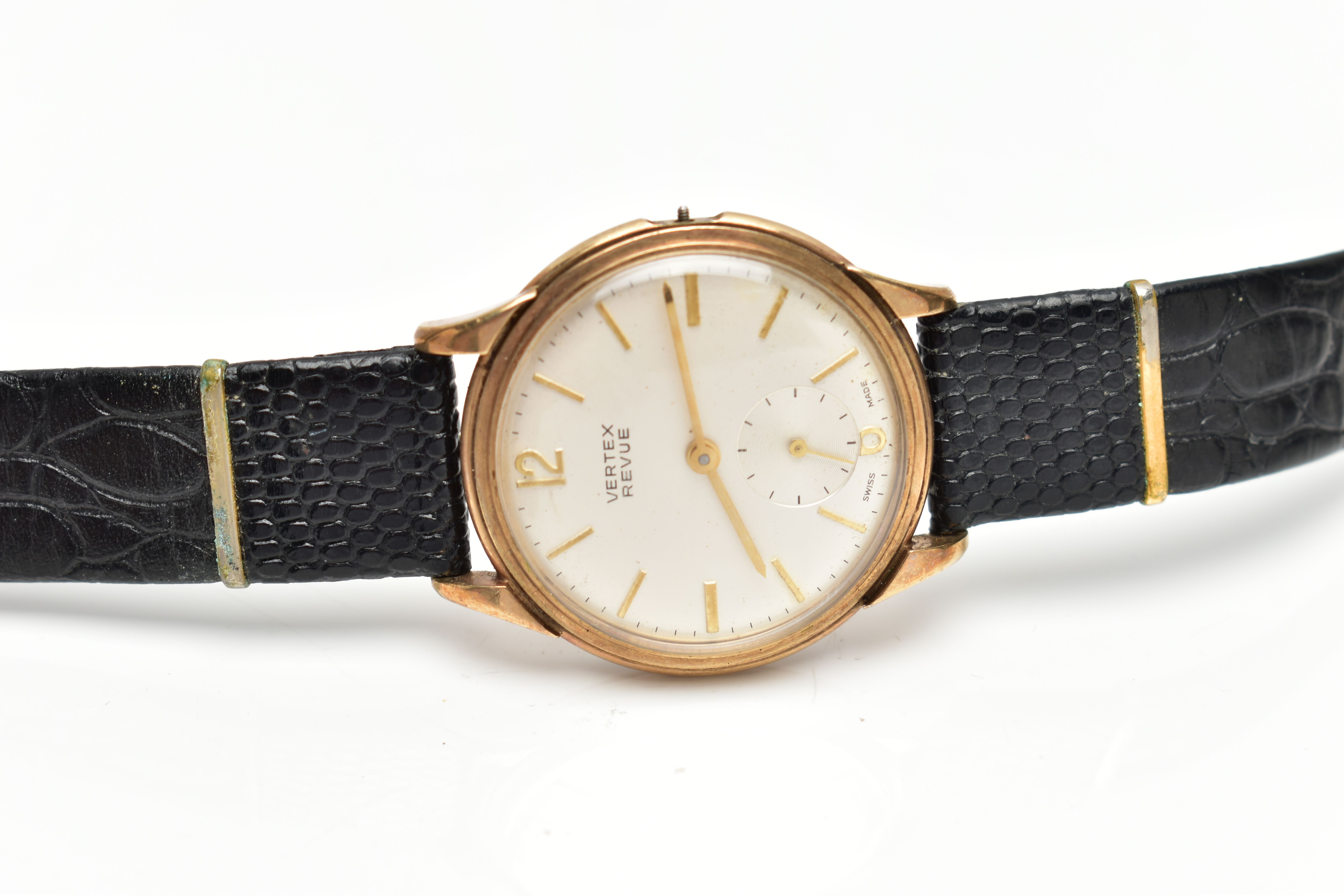 A 9CT GOLD 'VERTEX REVUE' WRISTWATCH, an AF hand wound movement, round champagne dial, signed ' - Image 4 of 6